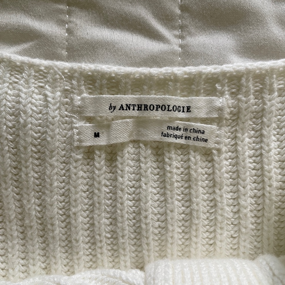 Anthropologie Cream Knit Flutter Sleeve Tank Medium - Picture 4 of 5